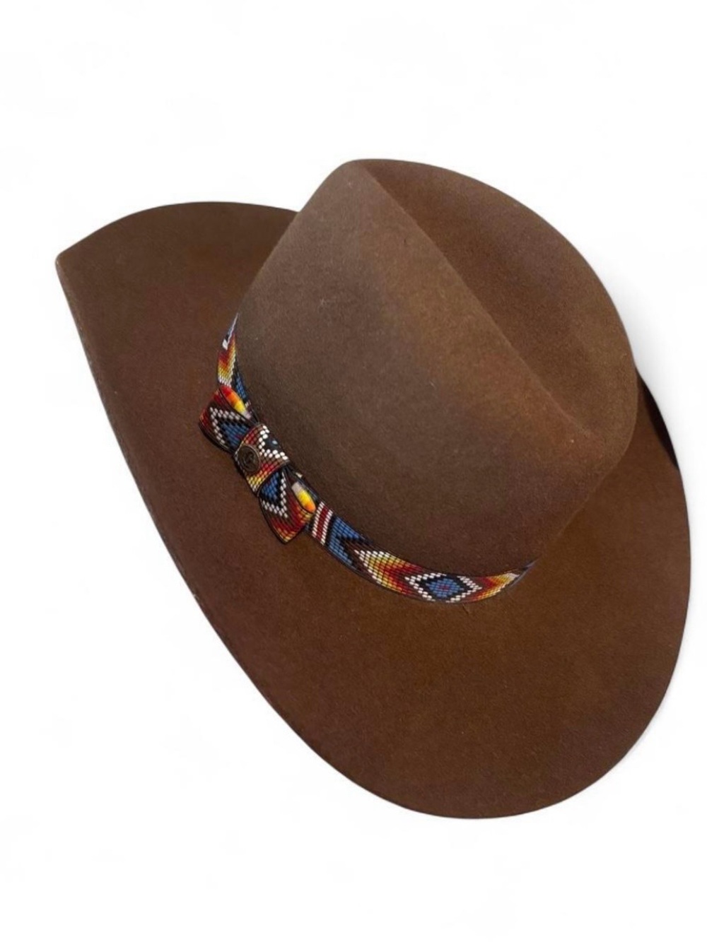 Rockin C Brown Felt Western Cowboy Hat with Beaded Band size L